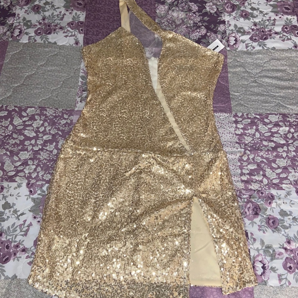 Mini Gold Sequin Party Dress
